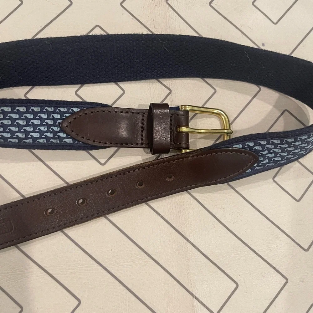 Vineyard Vines Brown and Blue Whale Belt